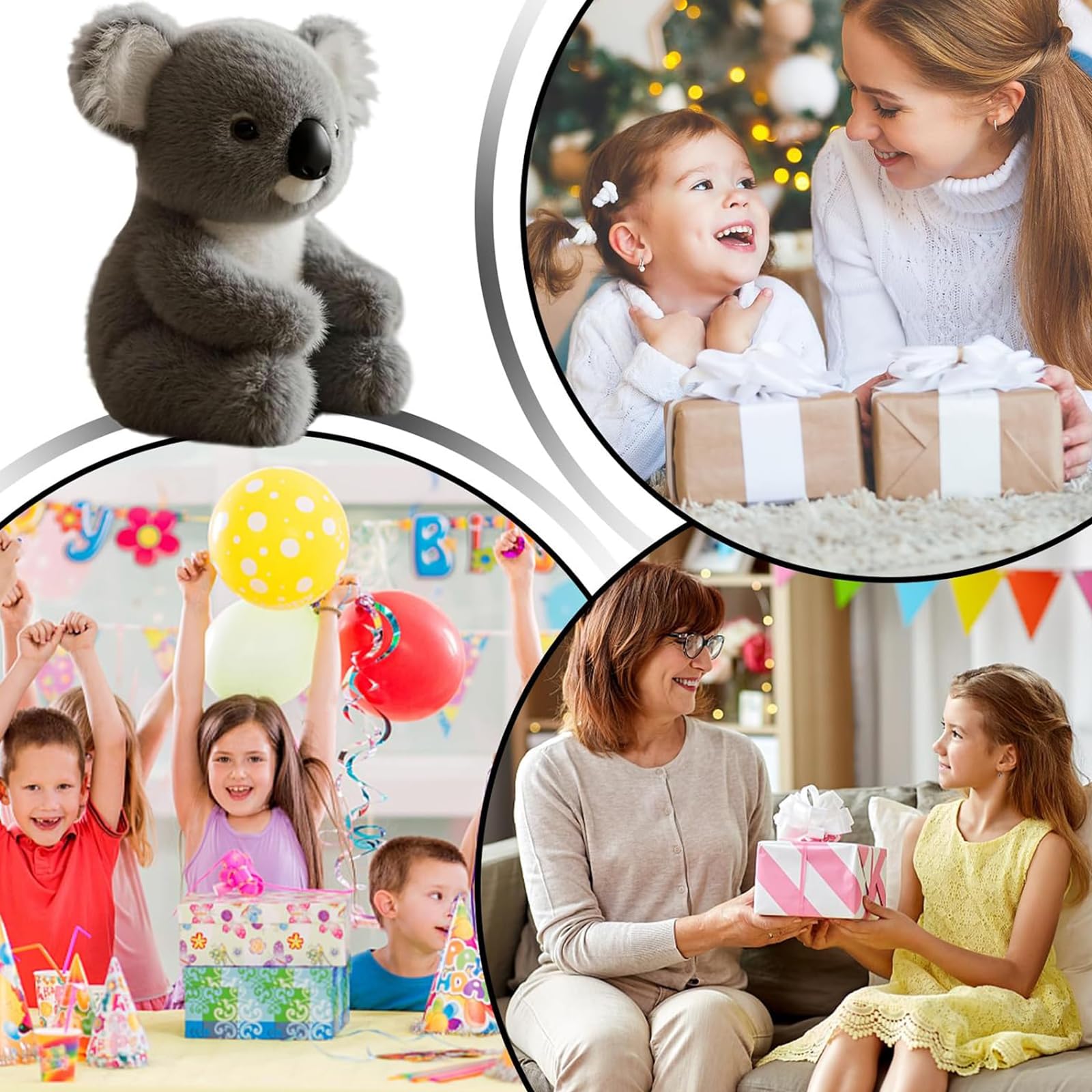 Peluche Koala Ultra-Douce – Copain Réconfortant Avec Mouvements Realistes, Idéal Pour Apaiser Stress Et Anxiété, Cadeau Tendance Pour Toute La Famille (24x18x30cm)