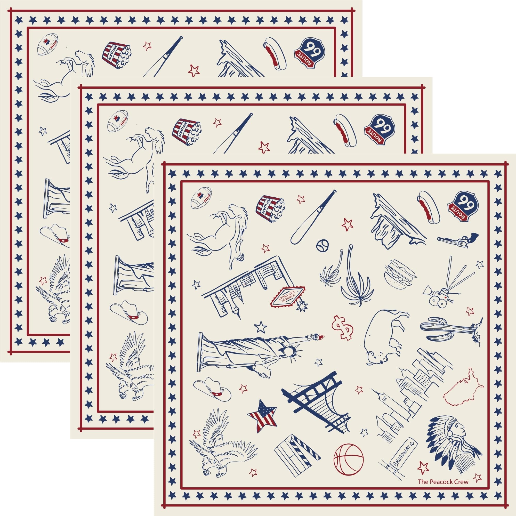 The Peacock Crew Premium Soft Cotton Bandanas Pack for Men and Women Paisley 22 x 22 inches