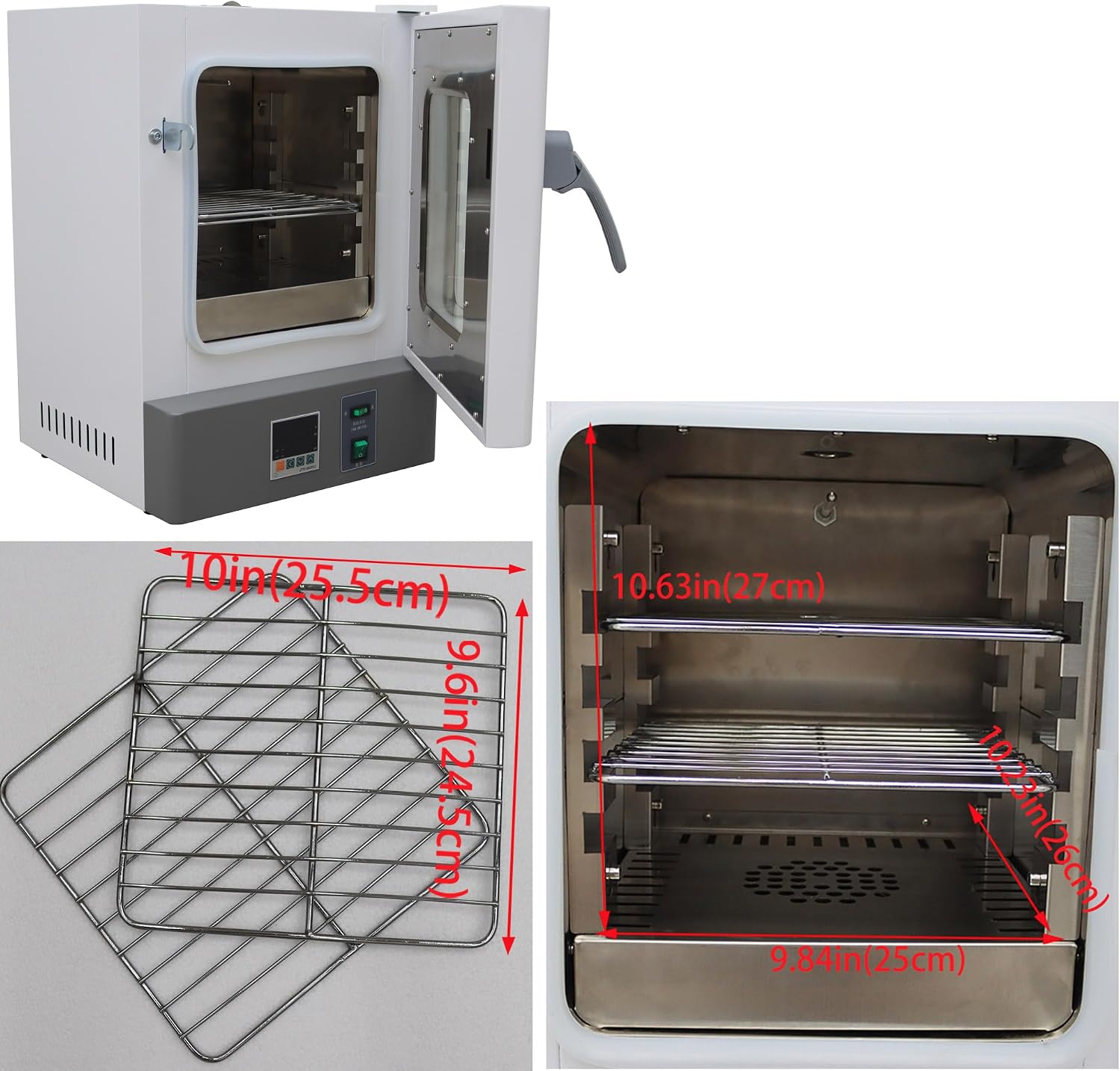 Digital Forced Air Convection Drying Oven Lab Heat Treat Oven Electric Blast Drying Oven Temperature Control Fan Speed Adjustable 0.6KW