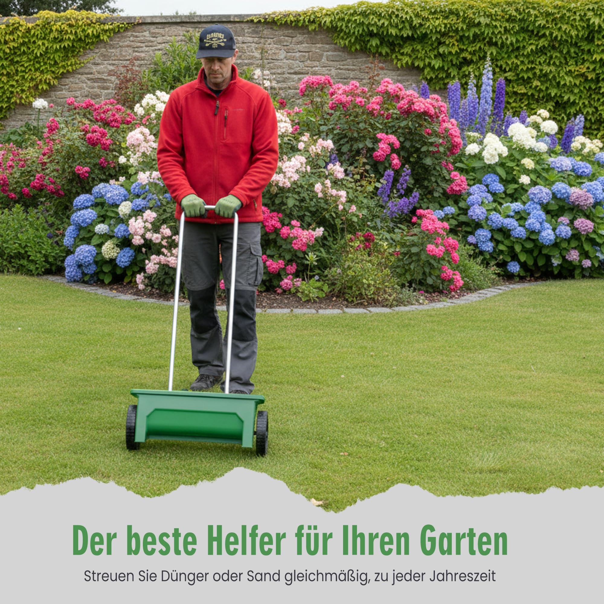 Salière 12 l - Épandeur réglable et épandeur d'engrais - Pour service d'hiver, jardin et terrasse - Répartition uniforme de la dispersion - Chaux de pelouse - Sel de déneigement - Résistant aux