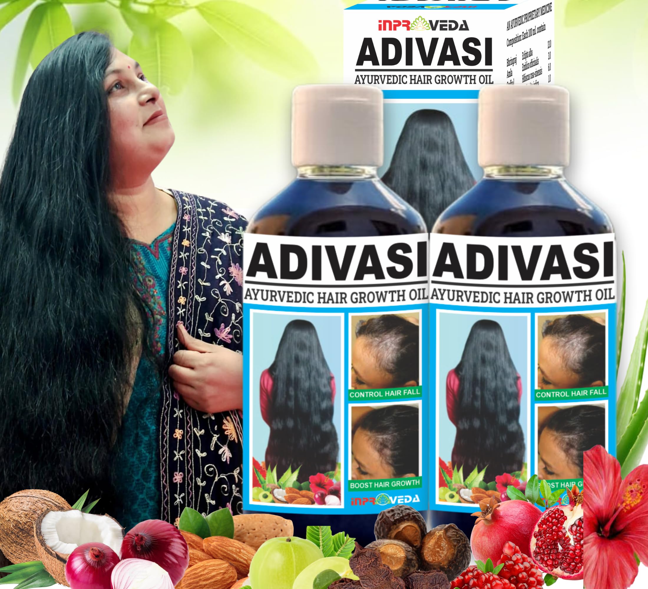 Adivasi Herbal Hair Growth Oil | Controls Hairfall | Strong And Healthy Hair | Repairs Frizzy Hair Nourishment - 100ml