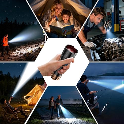 Miniatura 8 de SKYFIRE Linternas recargables de alto lúmenes Plus con lente de encendido, linterna súper brillante de 3000 lm, 7500 mAh, zoom, luz táctica