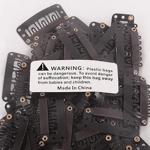 Miniatura 5 de MapofBeauty 50 pinzas para peluca para extensión de cabello de metal 6 dientes en forma de U, accesorios para postizo (negro)