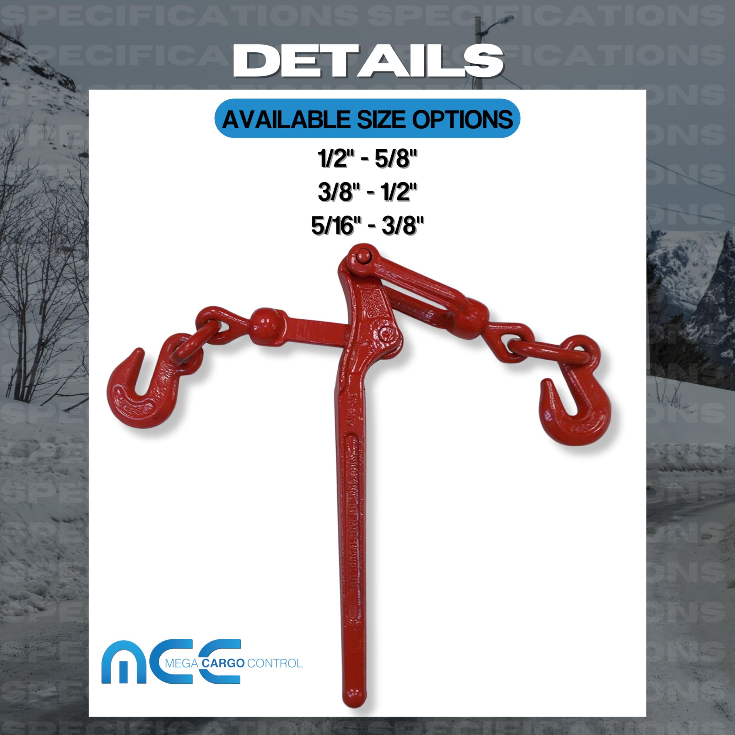 Amazon.com: Mega Cargo Control 槓桿鏈條活頁夾附抓鉤| 3/8 英吋- 1/2 英吋|  適用於平床、卡車、拖車、農場、建築重型(10 入) : 工業與科學