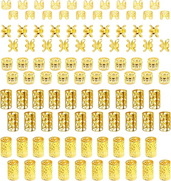 100 Pieces Gold Foil Braiding Braid Dreadlock Rings Beads - 1