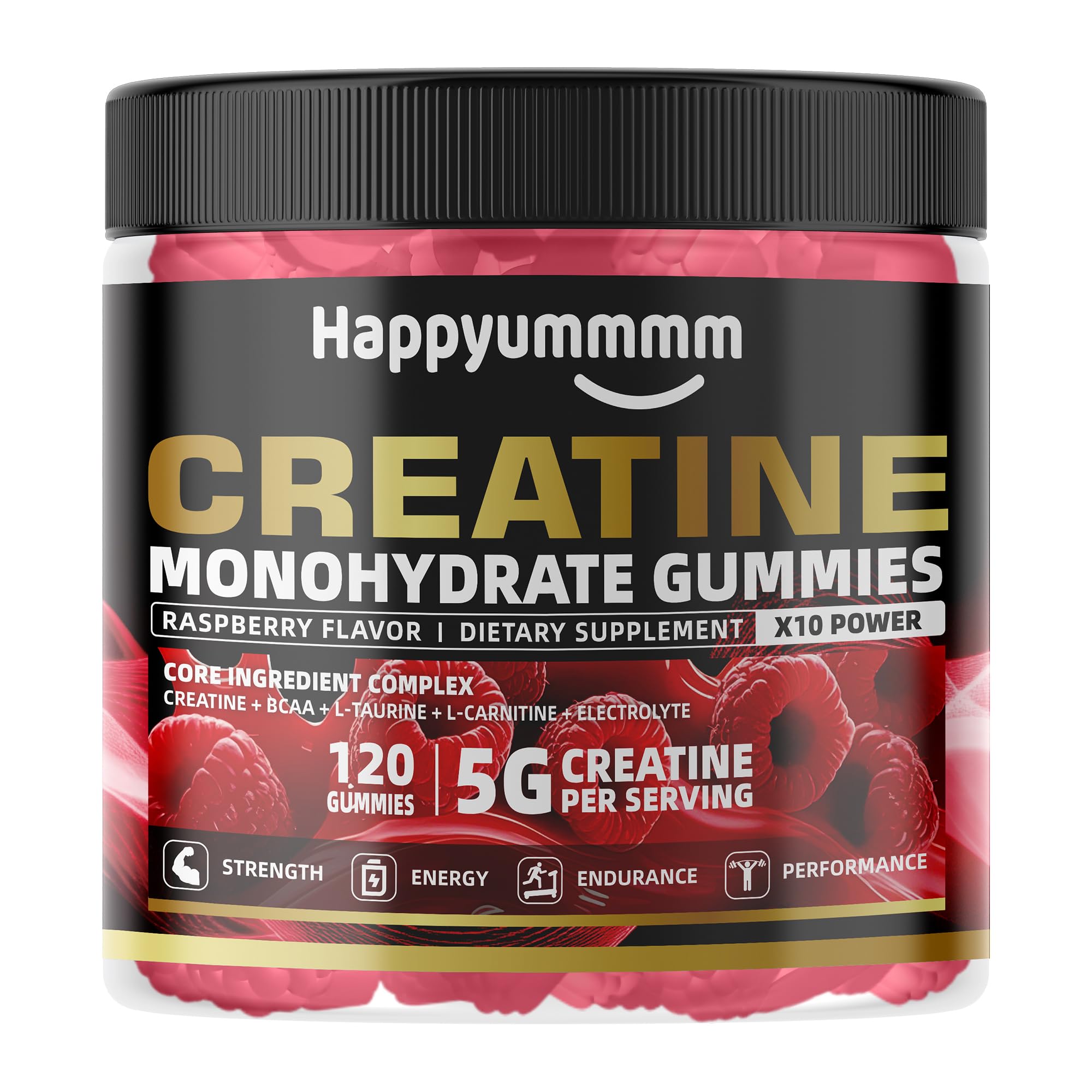 NSF Certified Creatine Gummy 5g - Creatine Monohydrate Gummies for Men & Women - Boost Focus,Strength, and Endurance, Anti-Melting Formula, Vegan, Gluten-Free, Non-GMO，Raspberry 120