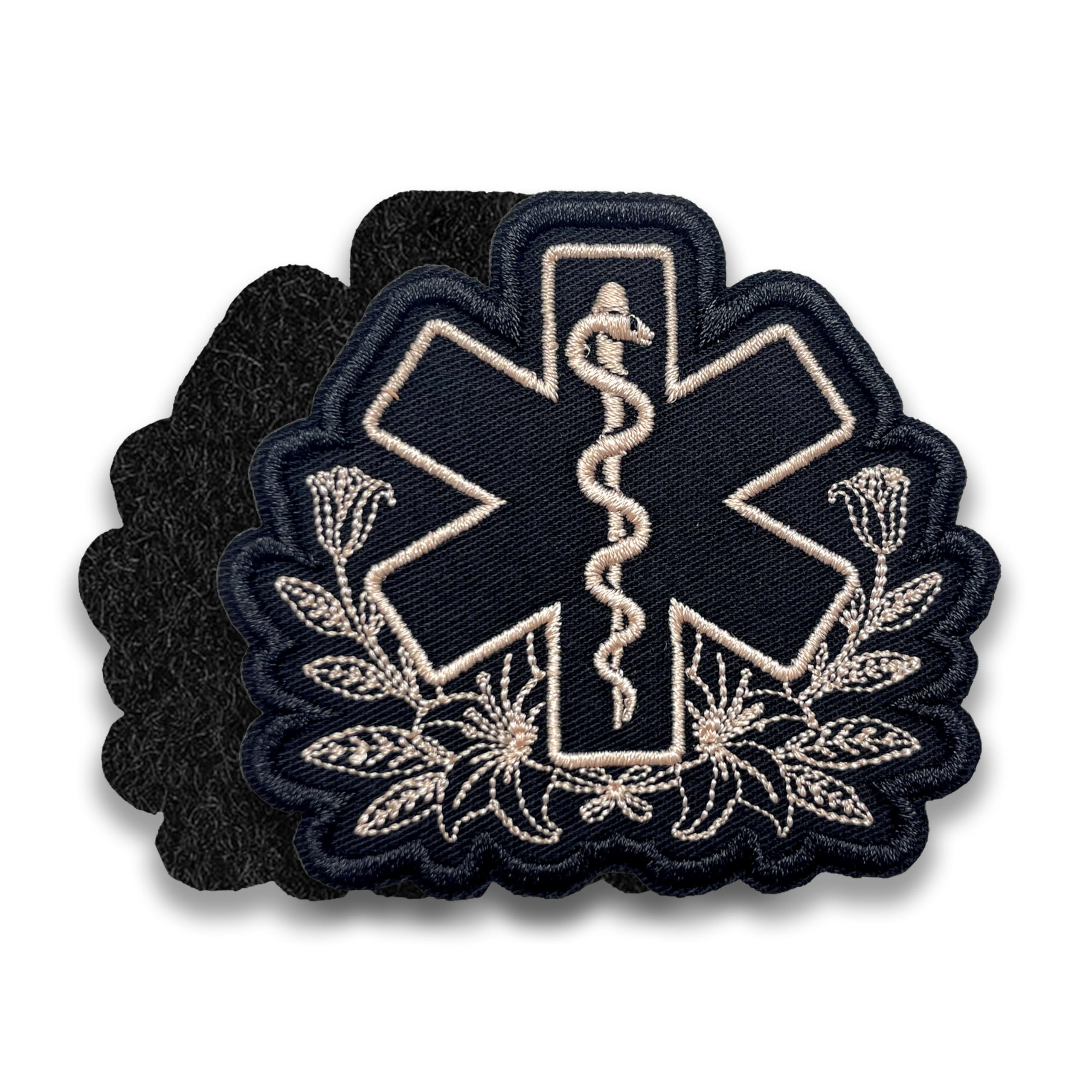 Emergency Medical Responder Morale Patch 3 Inches Flowers Nurse Doctor Healthcare Nursing ER Pharmacy Hook and Loop Embroidered Patches for Backpack, Dog Harness, Military Style Tactical