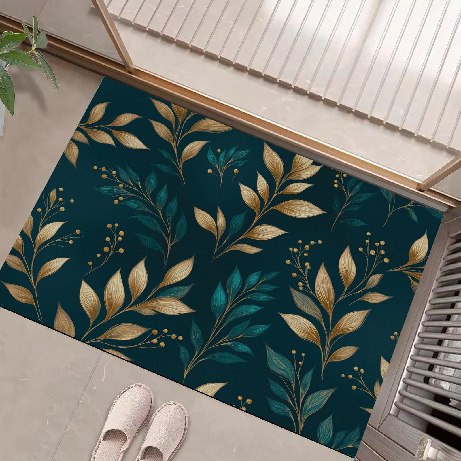Tapis de porte texture végétale lavable en machine pour une entrée propre