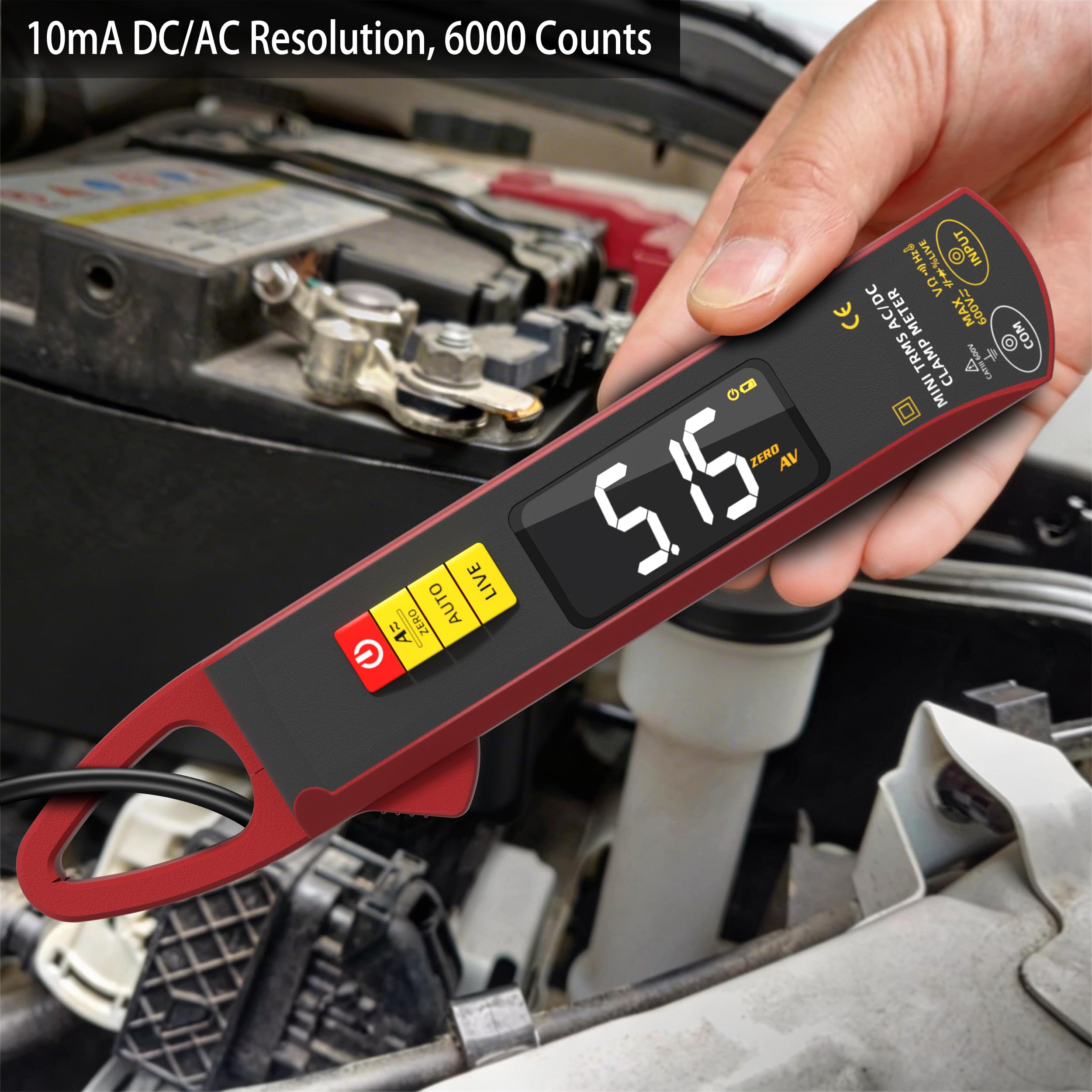 BSIDE UX2 Digital Stromzange DC AC TRMS 200A Klein Mini, Smart Multimeter Wiederaufladbar für Spannung Strom Kapazität Widerstand Dioden Frequenz Temperatur und Stromleitungen Messen