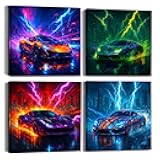 Deveosa Cool Car Painting Pictures Posters Framed Wall Decorations Art Canvas Prints For Boys Bedroom Men Room Decor