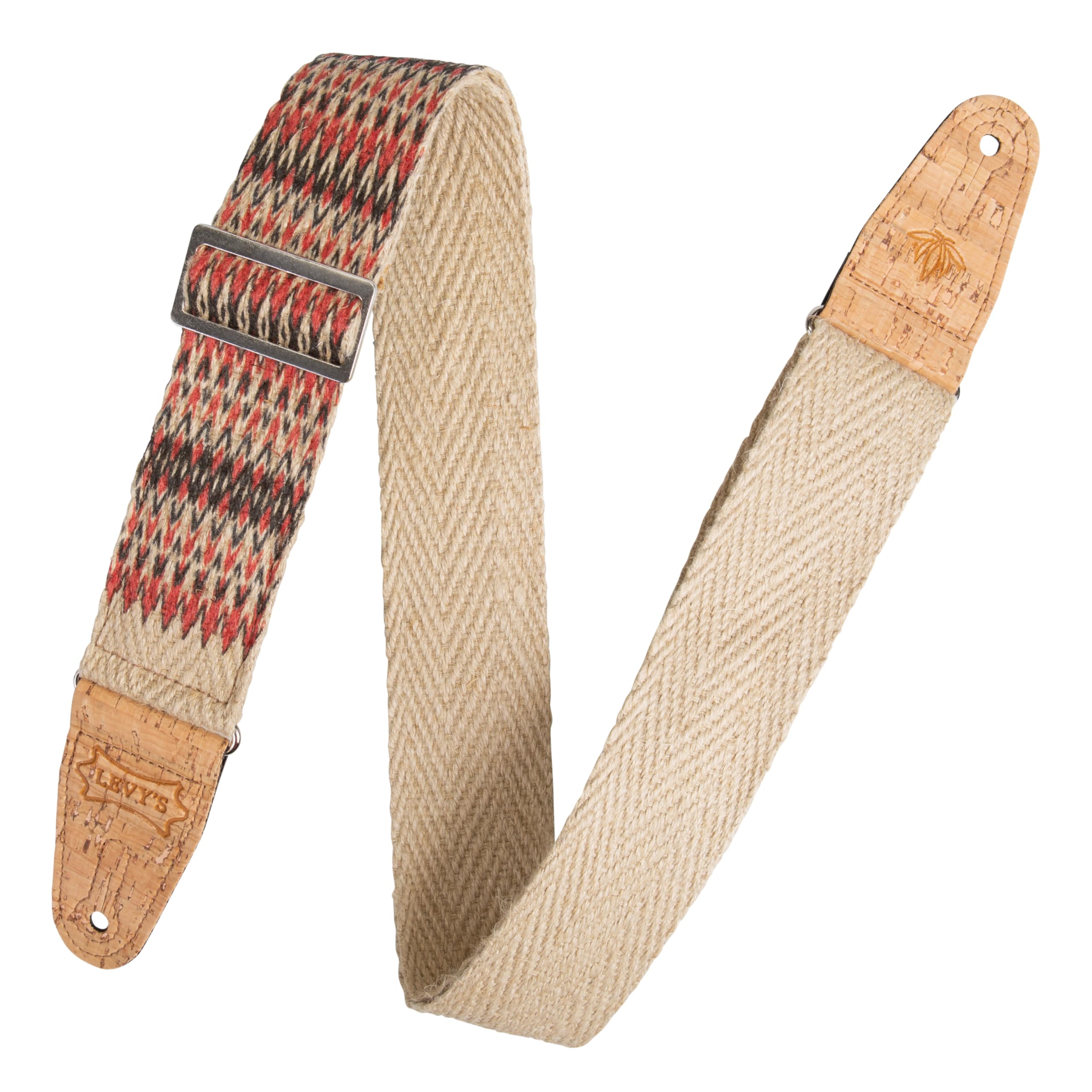 Levy's MH8P-006 taśma z naturalnych konopi z końcówkami z korka i kieszenią 5 cm - Kedu