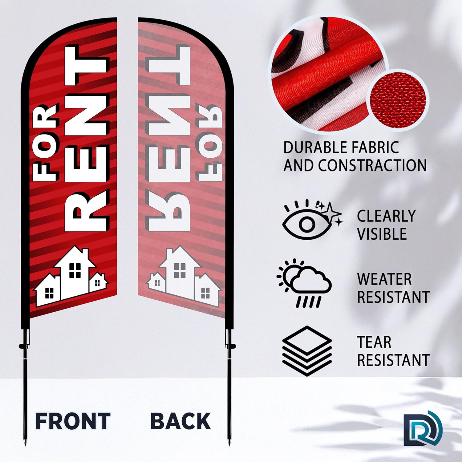 For Rent Flag, 8ft Red Feather Flag Pole Kit, Advertising Flags for Outside