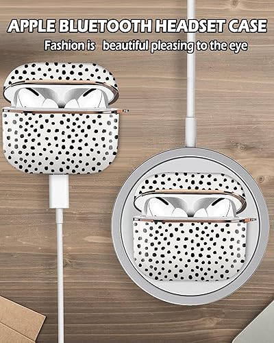 Miniatura 5 de ZEKICE Compatible con AirPod Pro de 21 generación, a prueba de golpes, con llavero de oro rosa, para niñas, mujeres y hombres (lindo lunares negros)