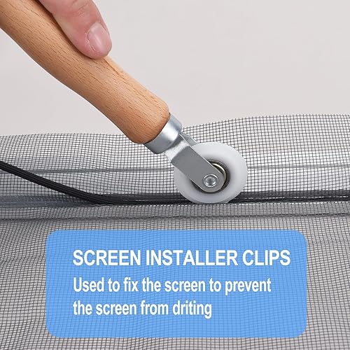 Miniatura 27 de BAYTORY Kit de reparación de pantalla de ventana, herramienta de rodillo de acero con rodamiento, gancho de extracción de ranuras, ranura