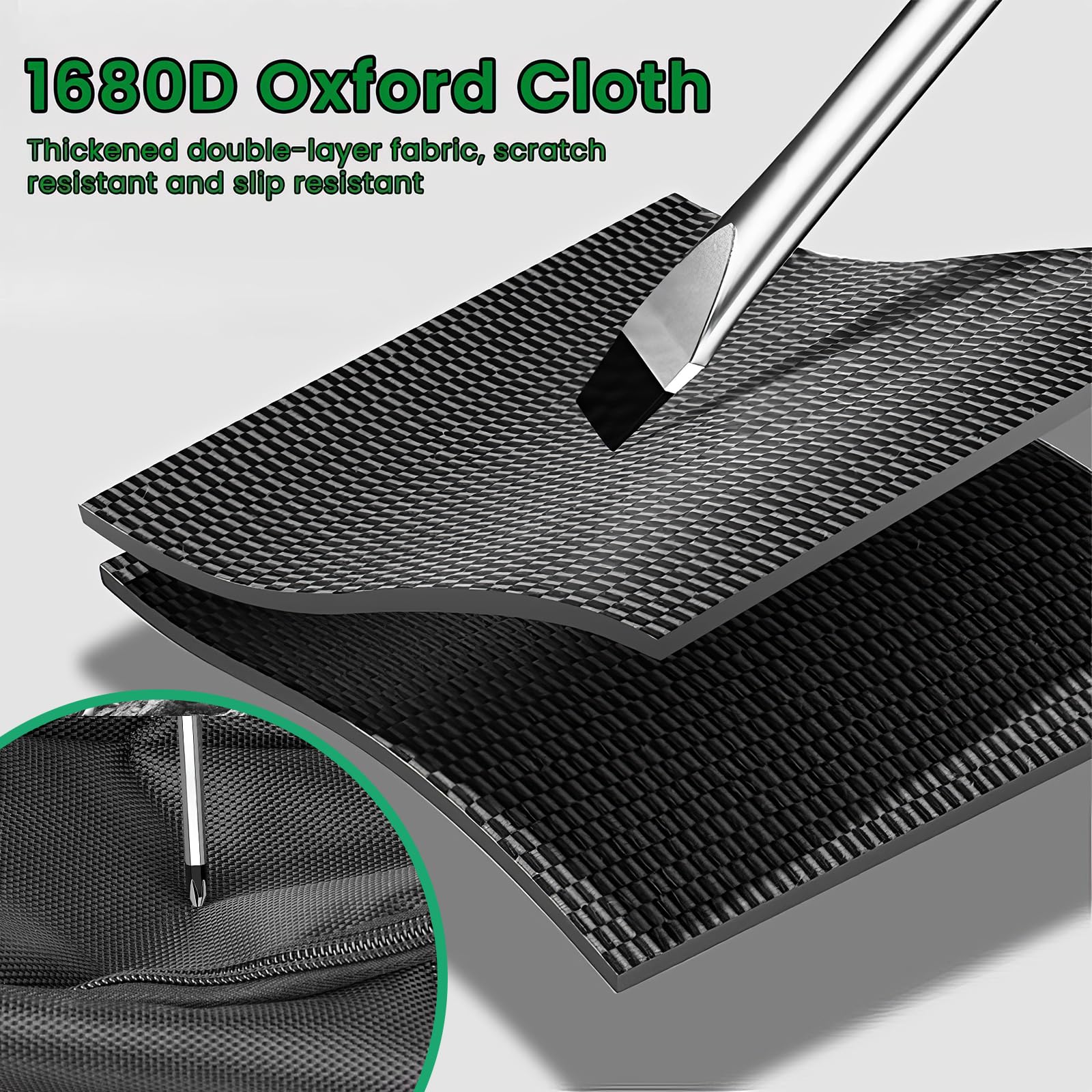 Borsa Porta Attrezzi,Piccola e Portatile,Borsa Attrezzi Lavoro,Multifunzionale con Cerniera per Giardinaggio, Lavoro Esterno e Riporre Oggetti d'Arte Astuccio Attrezzi(Nero + Verde)