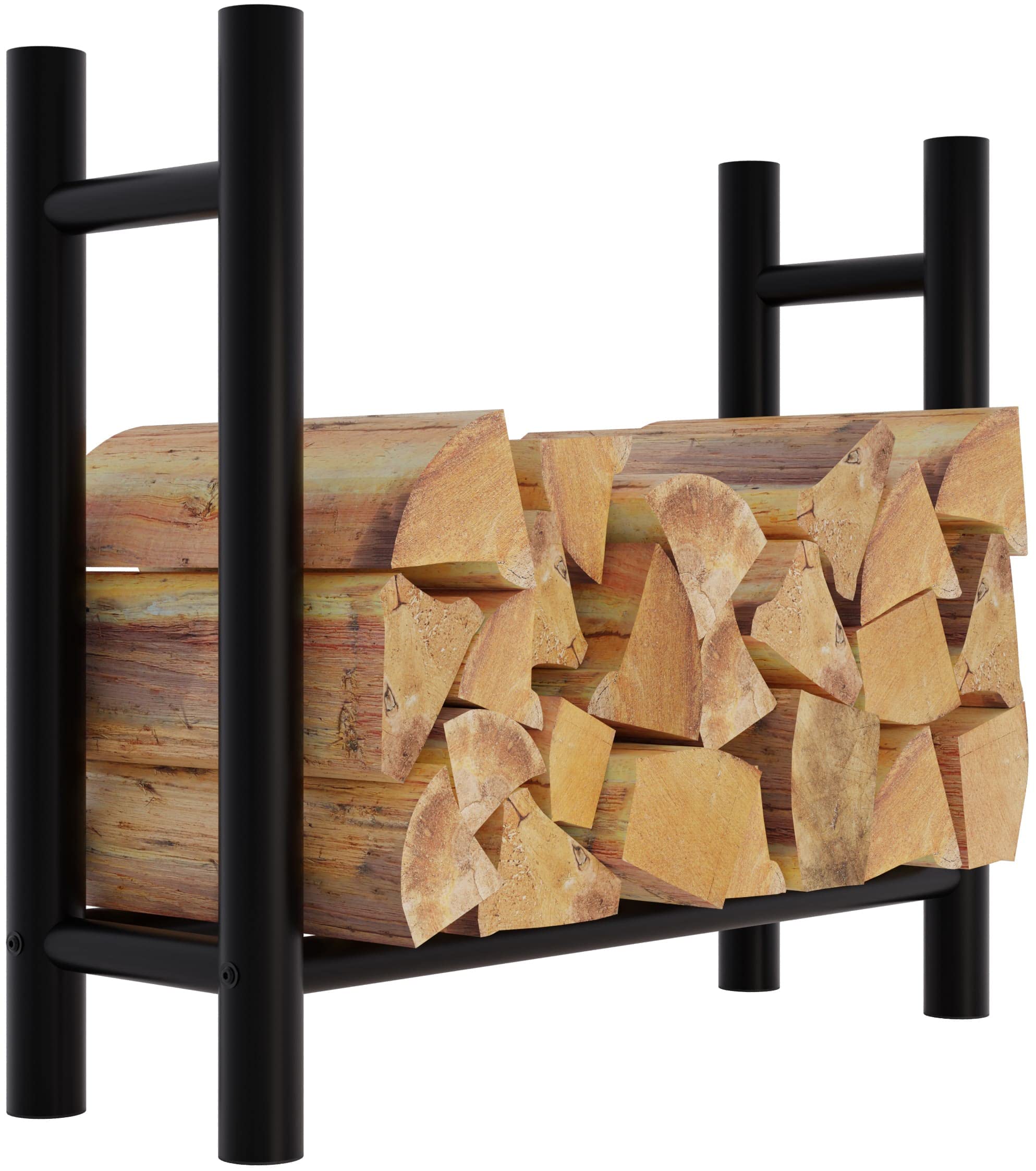 CLP Kaminholzregal Medya I Robuster Kaminholzständer Schwarz Metall I In 5 Größen Verfügbar I Stapelhilfe Für Brennholz, Größe:30x80x80 cm, Form:rund