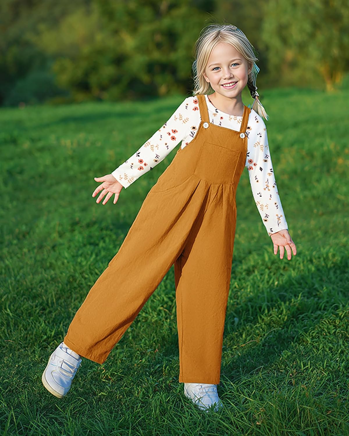 ZOEREA Toddler Girl Clothes 1-5T Baby Girl Outfits Fall Winter Stripe Floral Long Sleeve Top+Bib Overall Pants 2Pcs Clothing - Image 3