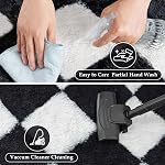 PureCozy 4x6 Noir blanc à carreaux Rug pour salle de jeux Soft Moderne Fluffy Shag Zone Rug Lavable Tapis Fuzzy Chambre Tapis Salon Plush Non-dérapant Rug Chambre pour enfants Nursery Home Dorm Aesthetic Decor