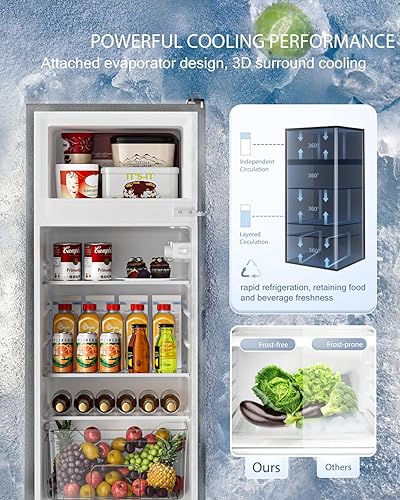 Miniatura 2 de Double Door Refrigerator with Freezer, 4.5 Cu.Ft, Small Fridge with Freezer, 7 Settings Temperature Adjustable, Mini Refrigerator for Office and