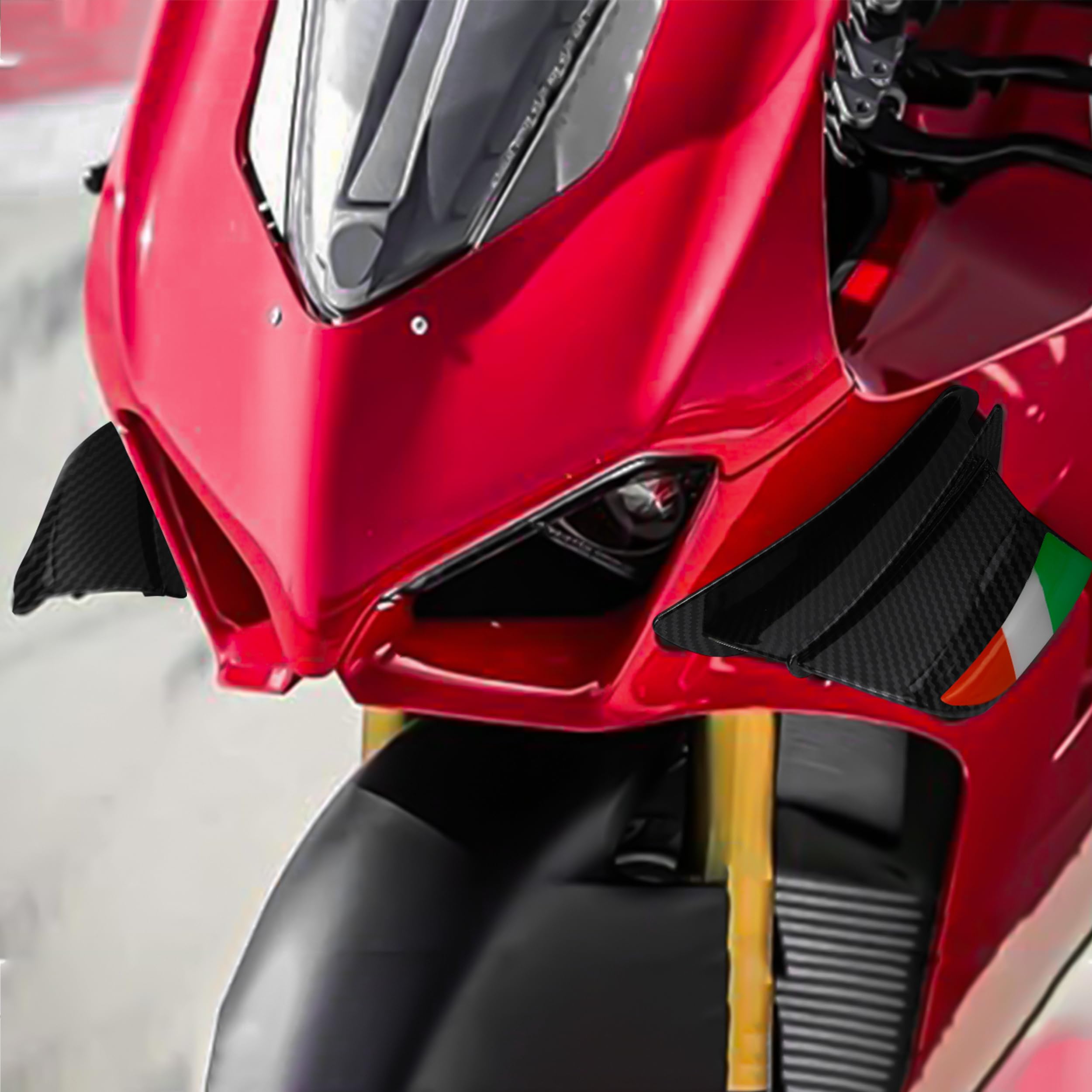 Kit alette aerodinamiche di ricambio per moto Ducati 899 959 1198 1198S 1199 1299 Panigale V4 V4S V4R V2 Supersport S (colore: nero brillante carbonio)