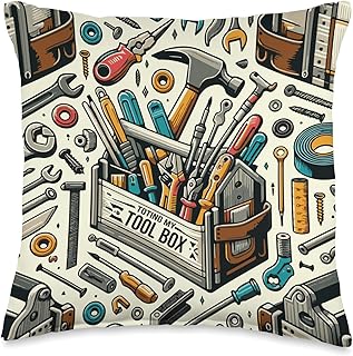 Handyman Haven Novelty Handyman Essentials DIY Delight Carry-All Throw Pillow, 16x16, Multicolor