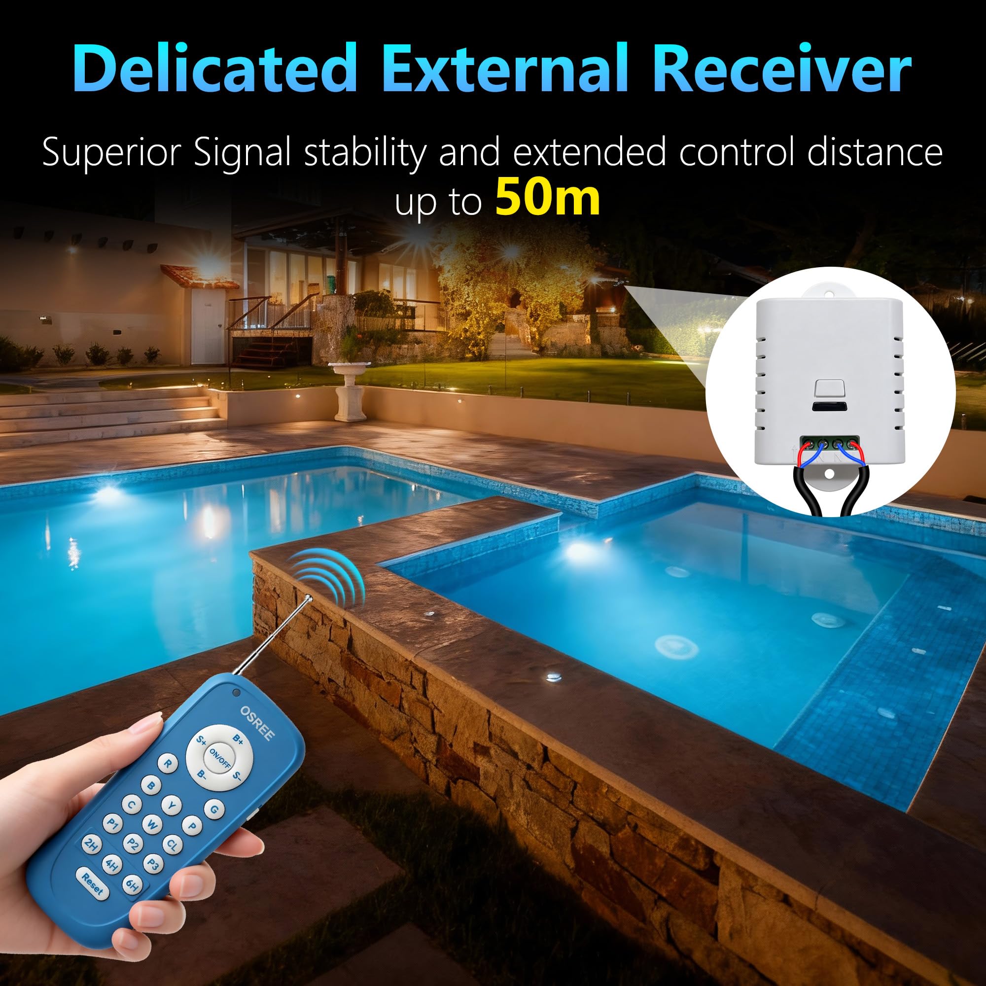 Mini Projecteur Piscine Vissable avec Filetage 1,5", 6W RGB Spot LED Piscine Multicolore avec Télécommande, Ø49mm, 12V AC Étanche IP68 Lampe Fixer sur Prise Balai pour Piscines Béton, Lot de 4 - 5