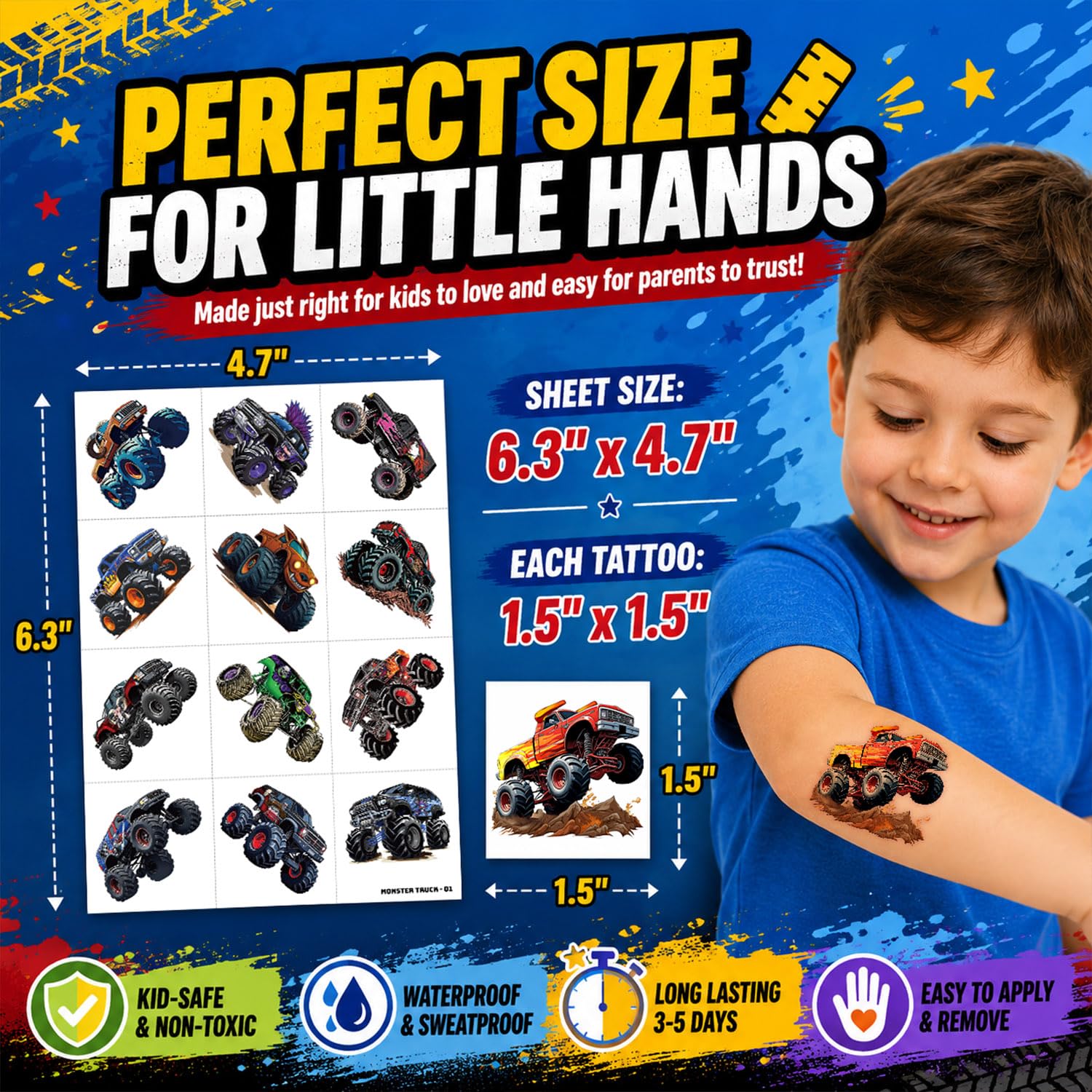 Monster Truck & Race Car Tattoos - 120 PCS! -2