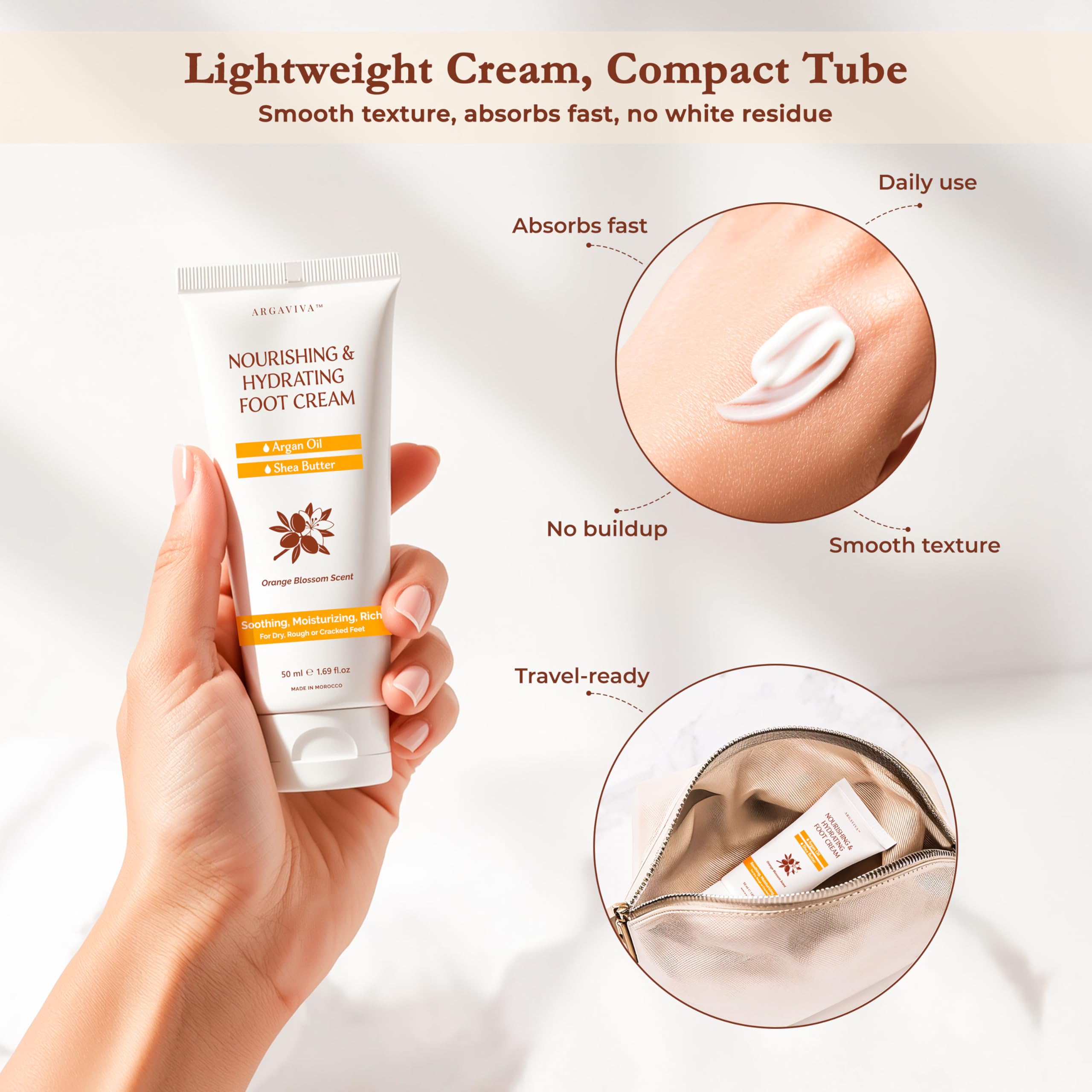 Foot Cream for Dry Cracked Heels and Feet Moisturizer with Argan Oil, Shea Butter & Vitamin E – Hydrating Foot Lotion for Dry Cracked Feet for Women – Smooth, Fast-Absorbing, Non-Sticky Care