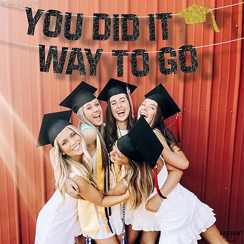 Miniatura 8 de KatchOn, Black You Did It Way To Go Banner - Large 10 Feet, No DIY  Glitter Black You Did It Banner, You Did It Decorations  Graduation Party