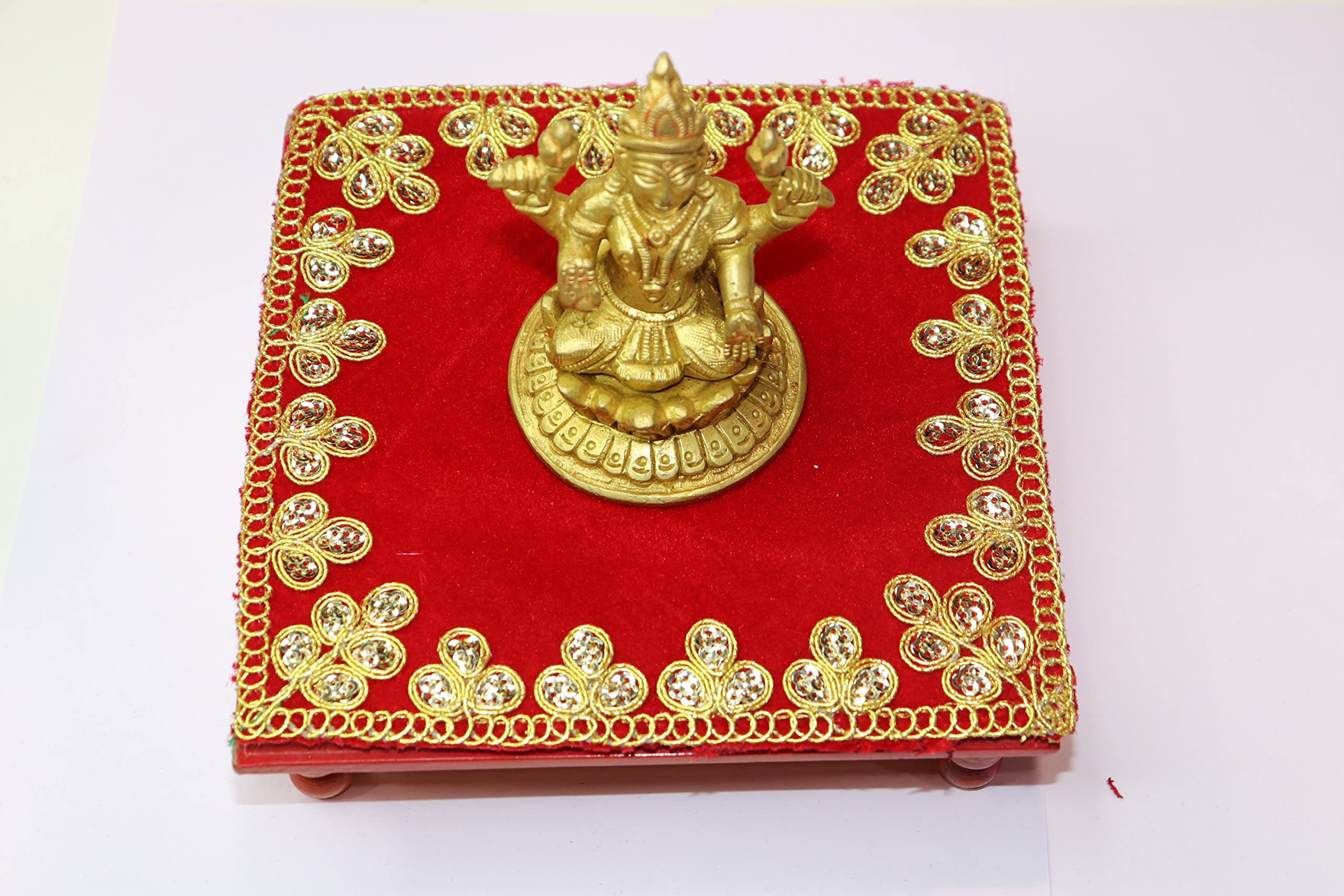 Reliable Velvet Pooja Aasan/Asan for Puja and Mandir Puja Altar Cloth Embroidered Velvet Pooja Chowki Assan Mat for Mandir, Temple and Bhagwan (Pack of 4) Size - 6 * 6 Inches - Image 6 thumbnail