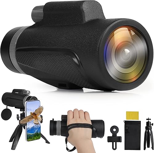 Miniatura 8 de Telescopio monocular HD de 12 x 50 pulgadas con soporte para teléfono inteligente, monocular impermeable 2022, monocular ligero para observación de