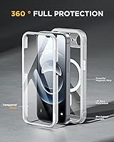 Vista 733 de Miracase Funda magnética para iPhone 14 de 6.1 pulgadas, protector de pantalla de vidrio templado integrado + protector de lente, compatible