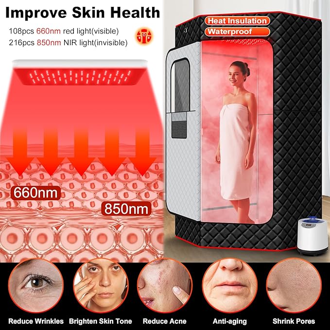 I-THERA-U Sauna de Vapor Portátil con Lámpara de Terapia de Luz Roja miniatura 4