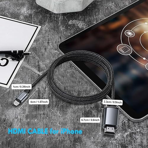 Miniatura 7 de Adaptador Lightning a HDMI  Cable HDMI para iPhone a TV  Compatible con iPhone 14, 13, 12, 11 y salida de YouTube a TV  con pantalla HD de 1080P