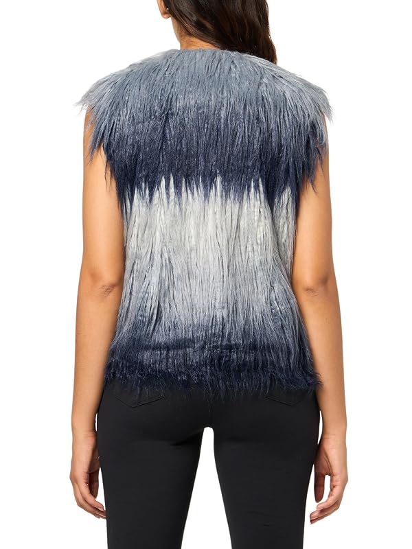 Ramy Brook Women's Walter Faux Fur Ombre Vest, Navy Ombre, M by Ramy Brook - Image 2