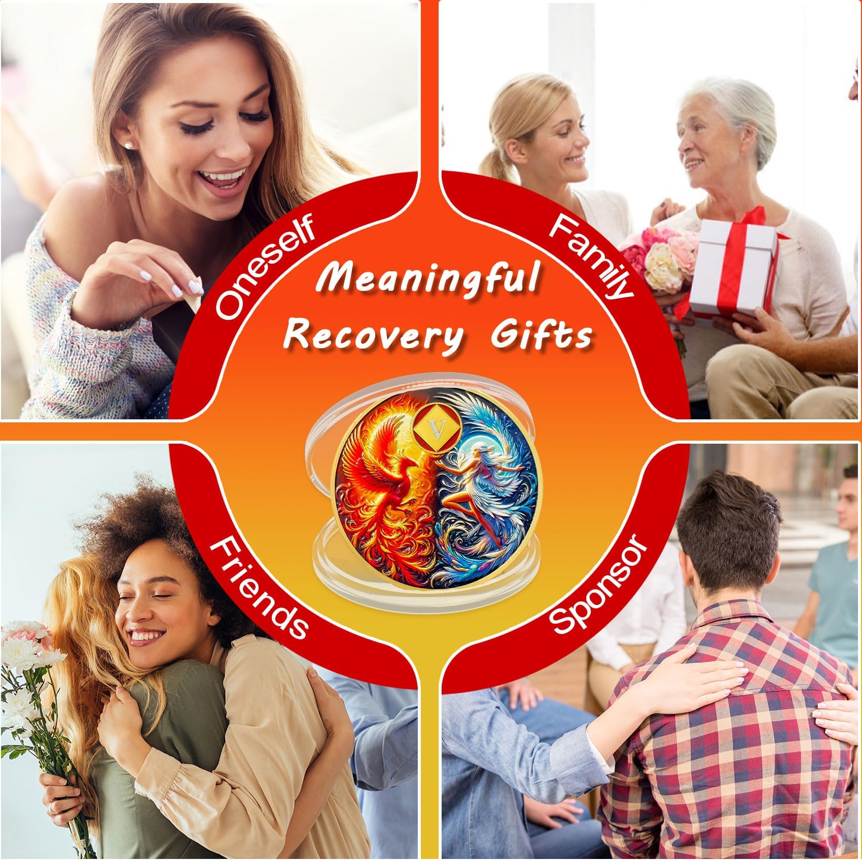 Medallón Na de 5 años – Rebirth Phoenix Fairy Sobriety Chip Sun and Moon NA Monedas y medallones al despertar recuperación adicción token sobriedad afirmación narcóticos regalos anónimos