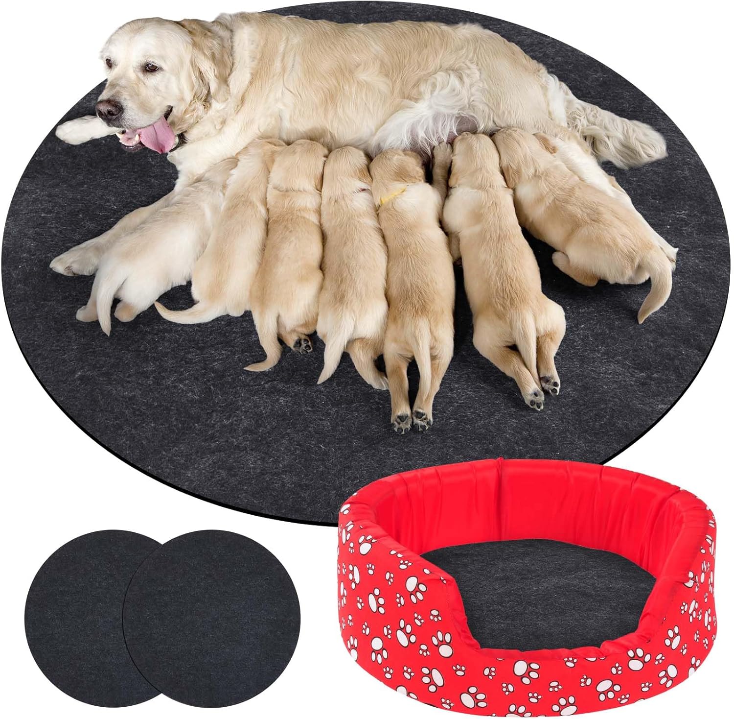 SmoothNovelty 2 Pack 47.2 Inches Whelping Pads Washable and Waterproof, Reusable Pet Training Mat, Pee Pads for Dogs, Fast Absorbing, Non Slip for Whelping Box Kit Small Dog Puppy Training Supplies