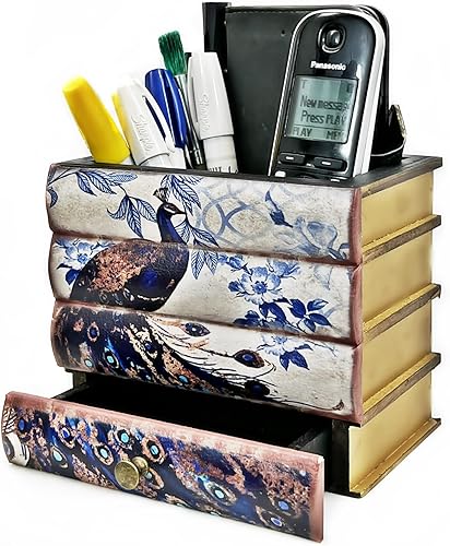 Miniatura 4 de Bellaa 22494 Portalápices para teléfono celular, organizador de escritorio, oficina, contenedor, taza, multiusos, envejecido, retro, rústico,