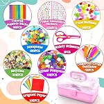 LINAYE 3000PCS Arts and Crafts Supplies Kit for Kids, DIY Craft Box Kits, Craft Supplies Set Include Pompoms, Pipe Cleaners for Kids Ages 4-6 6-8 Birthday Gifts for Boys Girls Rose