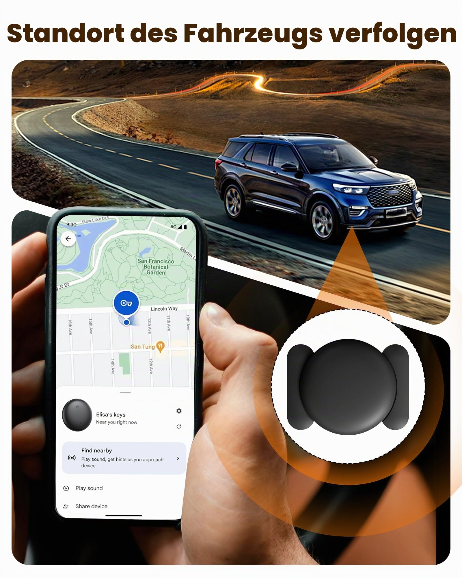 GPS-Tracker für Fahrzeuge Kompatibel mit Built in App (iOS＆Android) Echtzeit für A-ir T-Racker T-AGS Globale Abdeckung Verstecktes Auto Ortungsgerät Keine monatliche Gebühr oder Abonnement