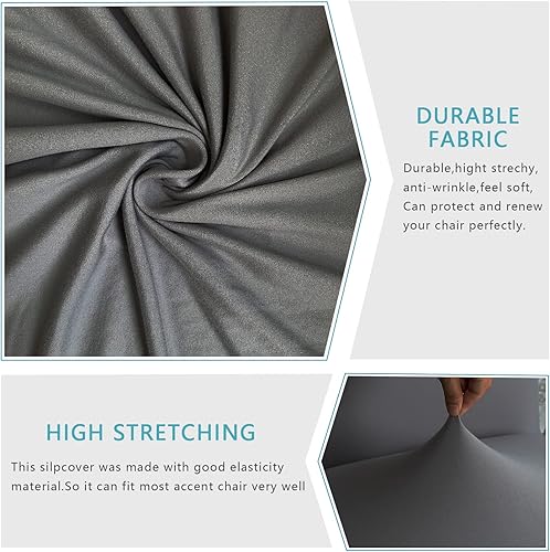 Miniatura 3 de Funda para silla sin brazos, elástica, de elastano, extraíble, jacquard, antideslizante, para silla decorativa sin brazos, protector de muebles para