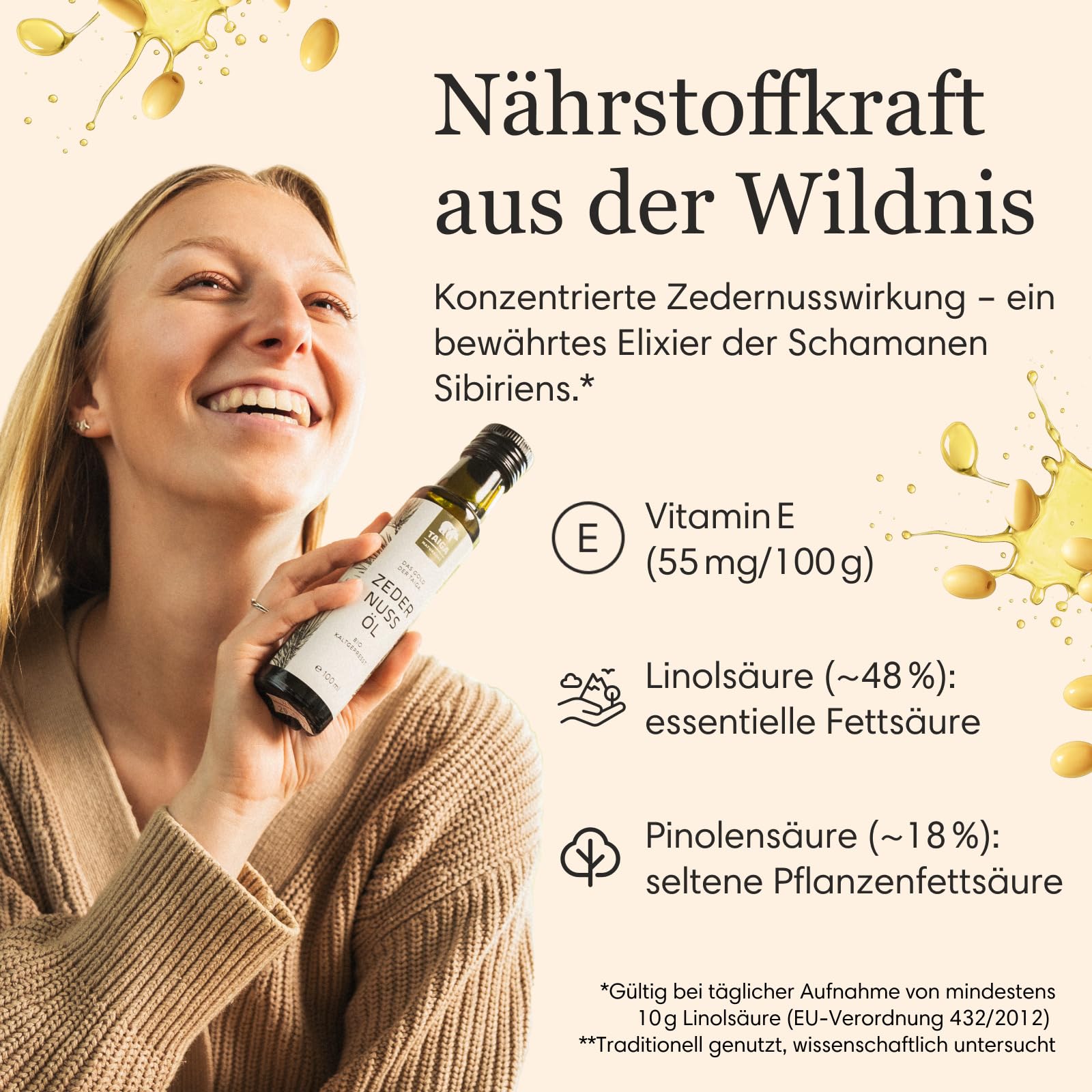 TAIGA Naturkost - Frisch, kaltgepresstes Zedernussöl - 3x100ml