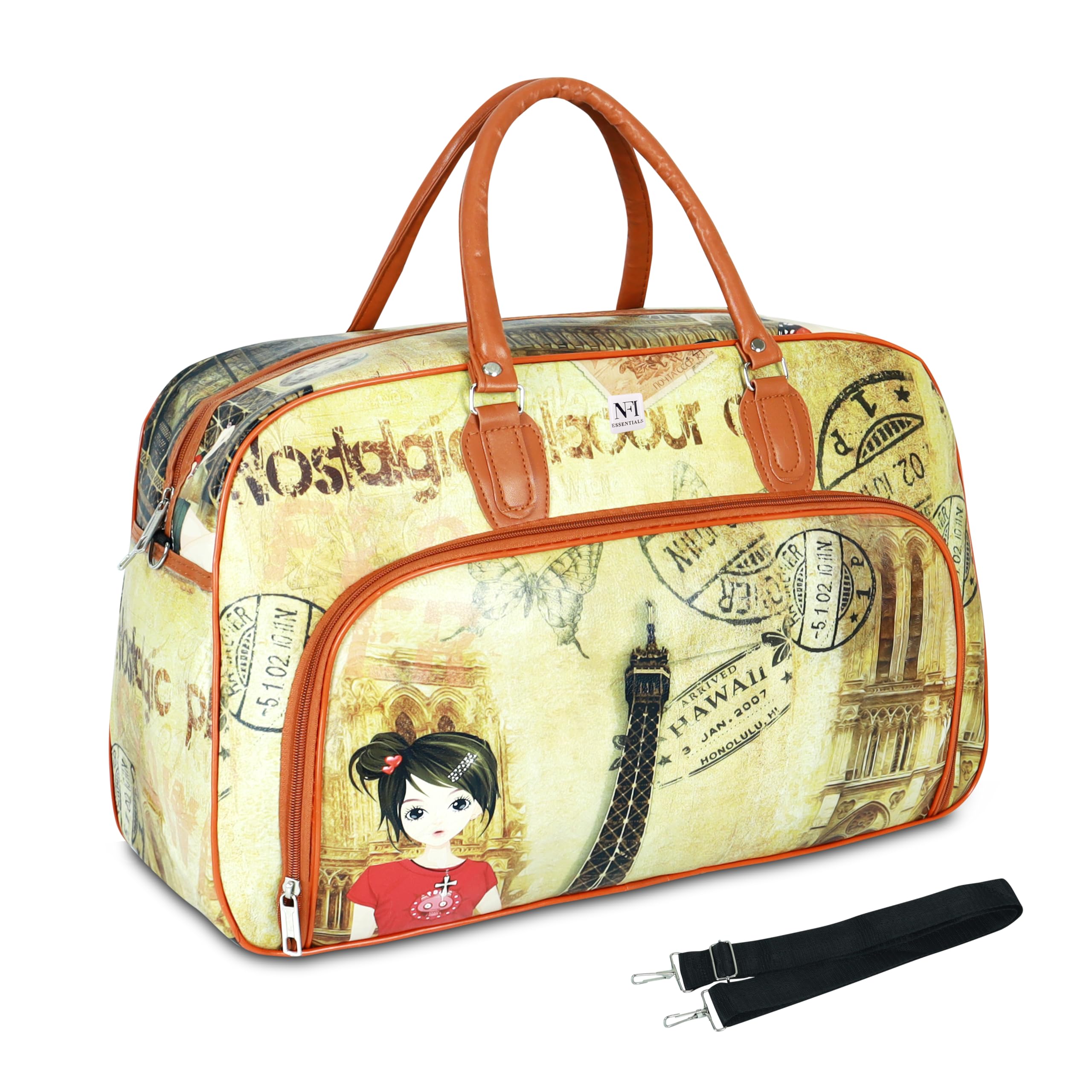 nfi essentials Printed Duffel Bag for Travel Men and Women's, Weekender Bags for Travelling Stylish Travel Hand Bag for Luggage 29L (Mixed Design)-picture-35