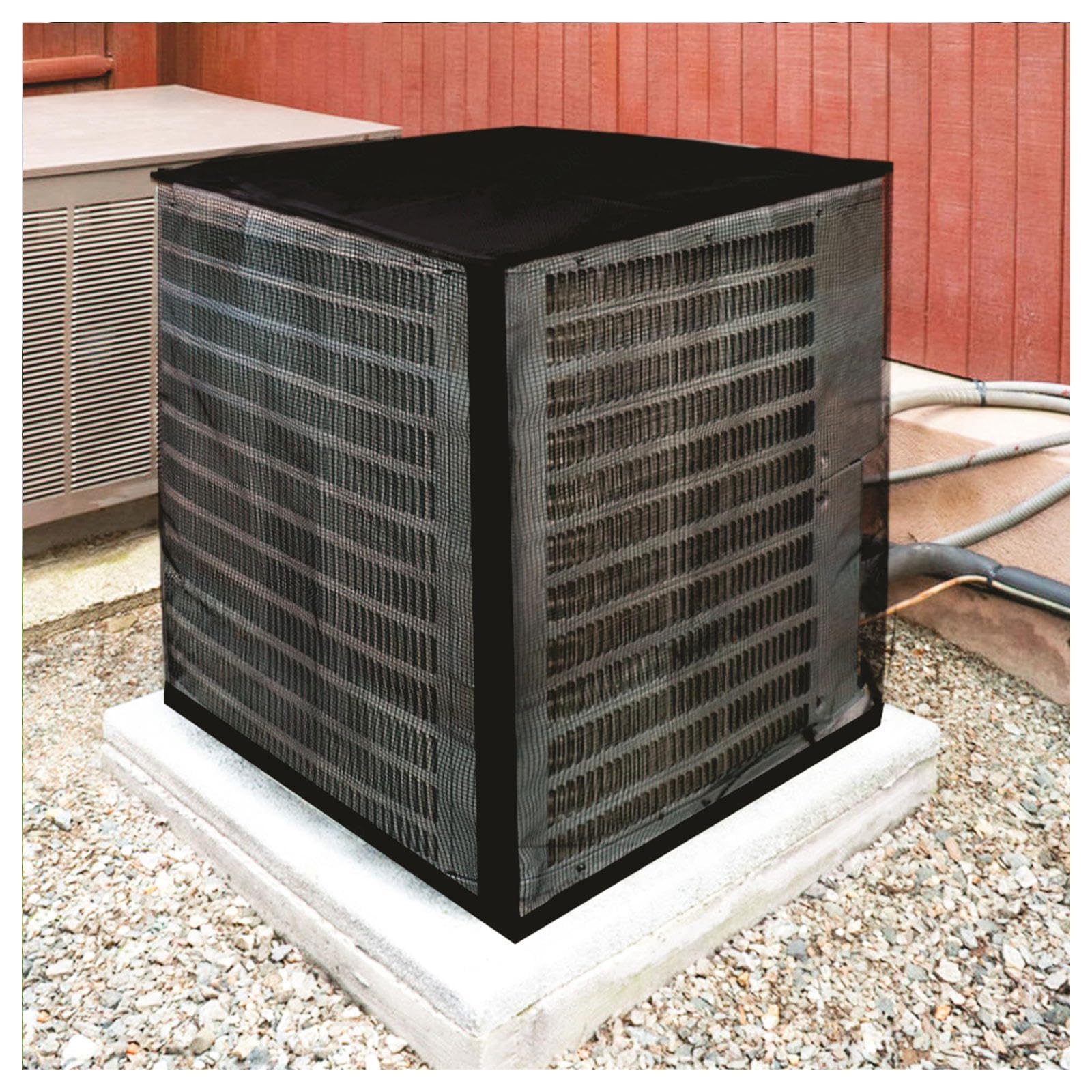 QYMYOZ Outdoor Air Conditioner Cover, Breathable Mesh with Removable Waterproof Top, Protects Against Leaves, Weeds, Poplar Debris - Ideal for All Seasons