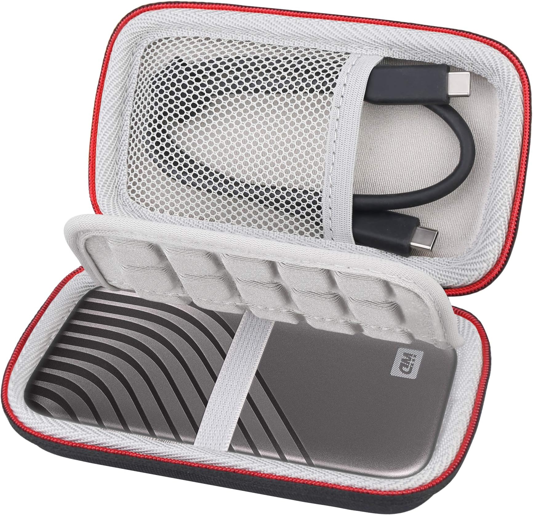 Lacdo Hard Carrying Case for WD My Passport SSD External Portable Drive 500GB 1TB 2TB 4TB External Solid State Drive EVA Shockproof Water Repellent Protective Storage Travel Bag, Black