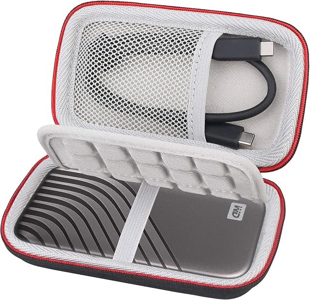 Lacdo Twardy futerał do przenoszenia WD My Passport SSD External Portable Drive 500GB 1TB 2TB 4TB External Solid State Drive EVA Wodoodporna torba podróżna do przechowywania, Czarna