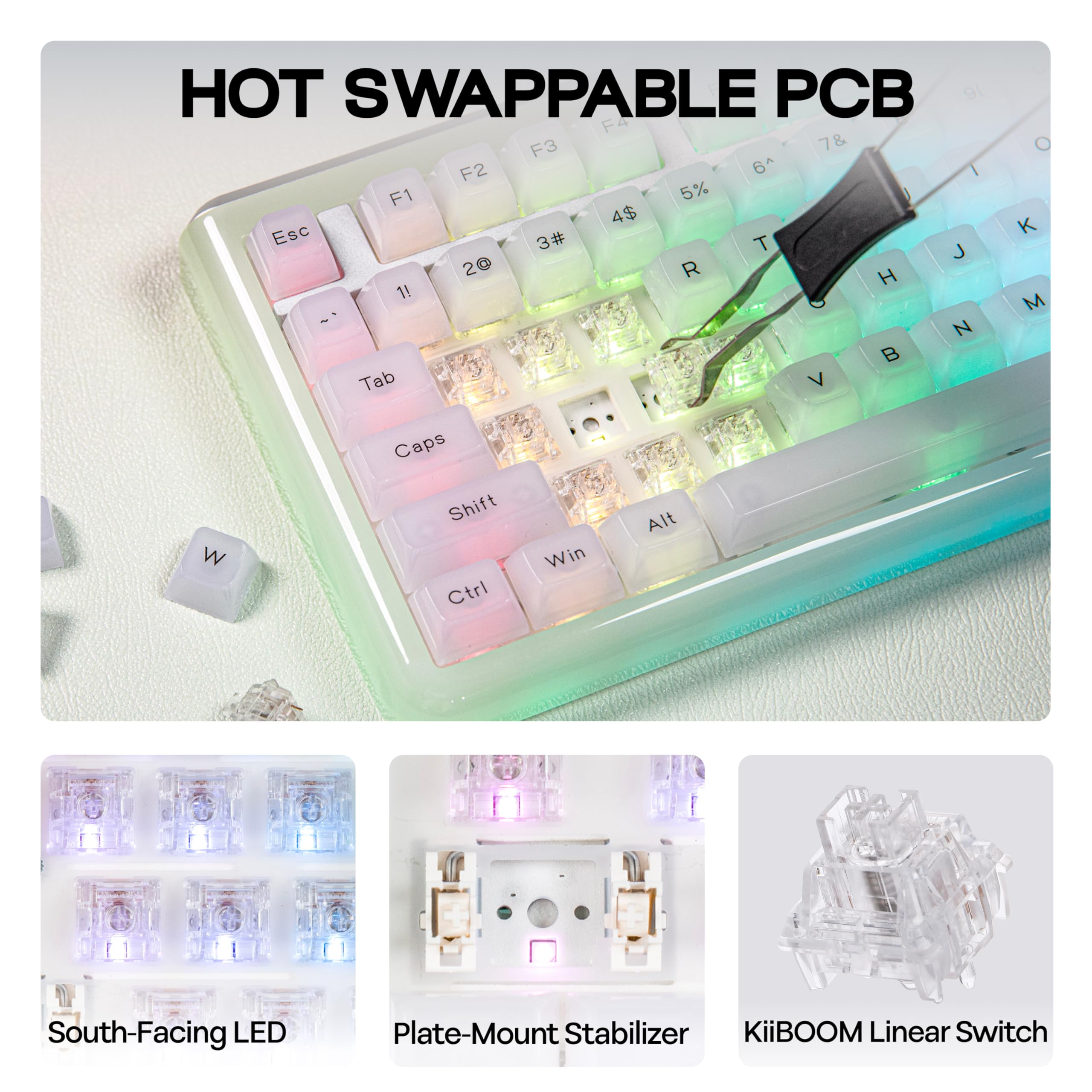 Amazon.com: KiiBoom Jade75 75% Resin Molding Mechanical Keyboard