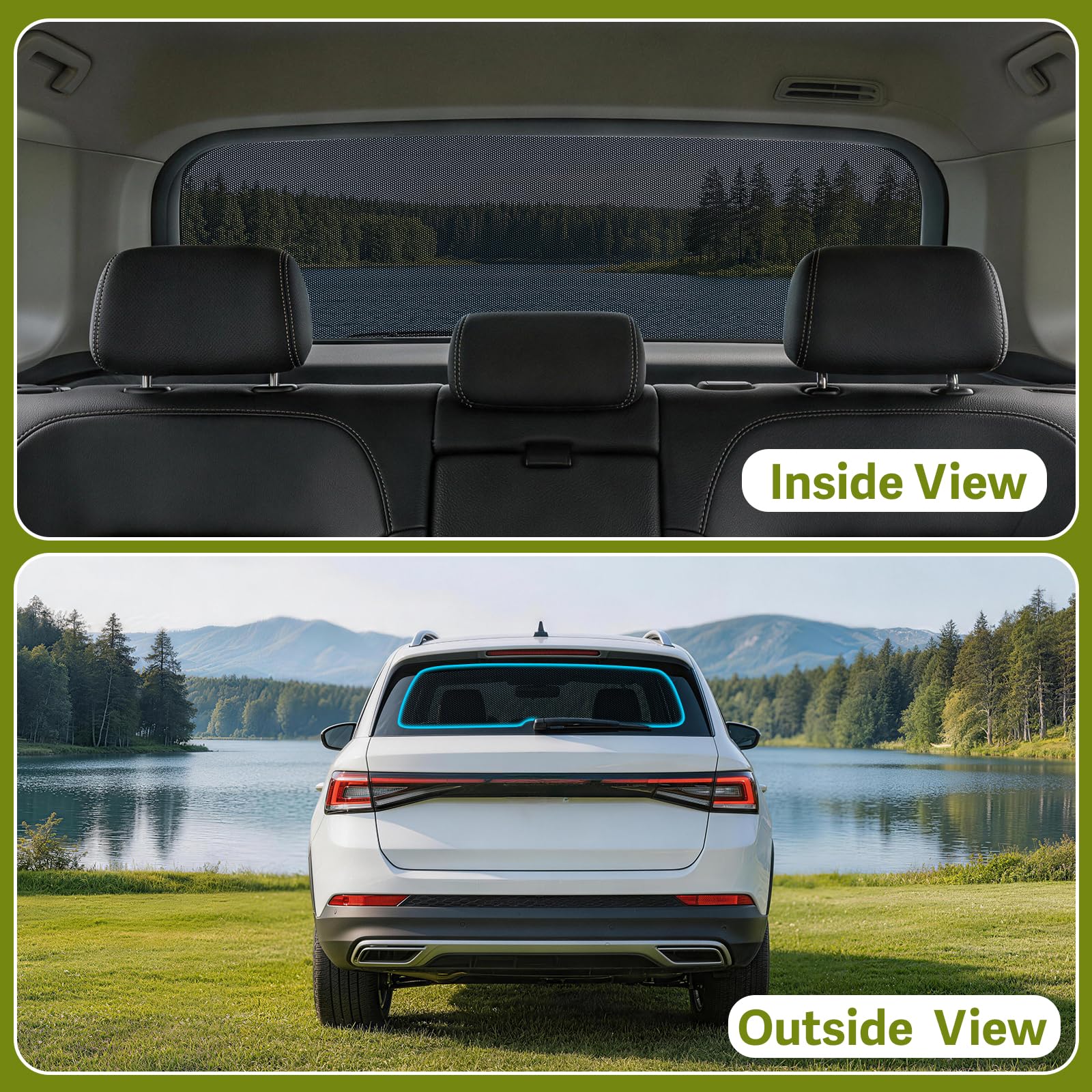 ZATOOTO Pare Soleil pour VW ID4 Lunette arrière,Intimité,Maille,Camping | 1PCS,Ajustement précis,Installation facile,Intimité,Protection du coffre,Pliable,Vue dégagée,Durable