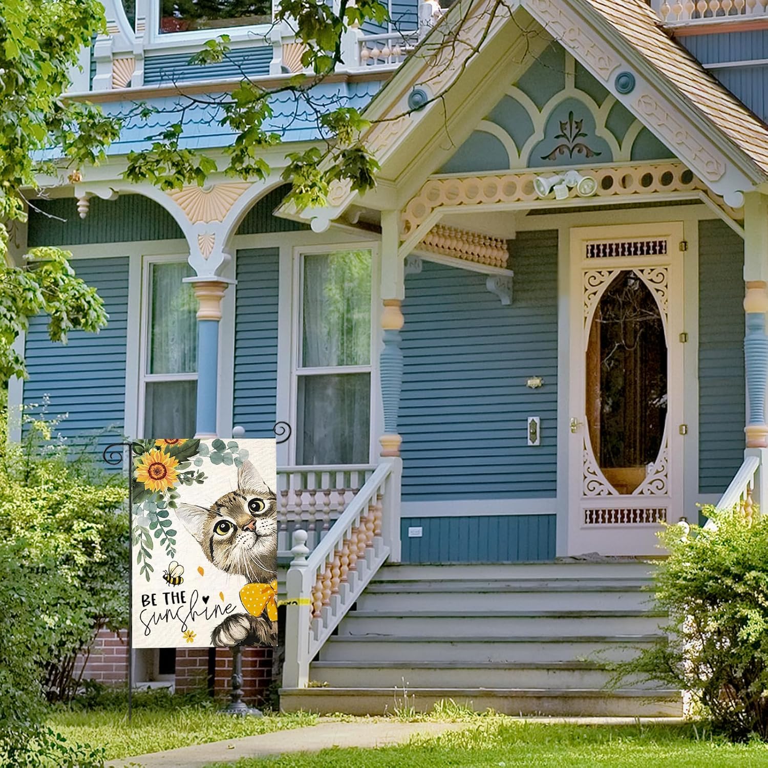 Spring Cat Garden Flag for Outside 12x18 Double Sided,Be The Sunshine Cat with Sunflowers Small Yard Flags,Summer Seasonal Decor for Farmhouse Holiday Outdoor - Image 5