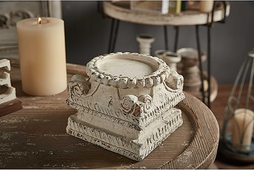 Miniatura 6 de SOFE Soporte de pedestal de columna para exhibición de decoración, soporte de plantas pequeñas blanco envejecido, soporte de vela grande, mesa